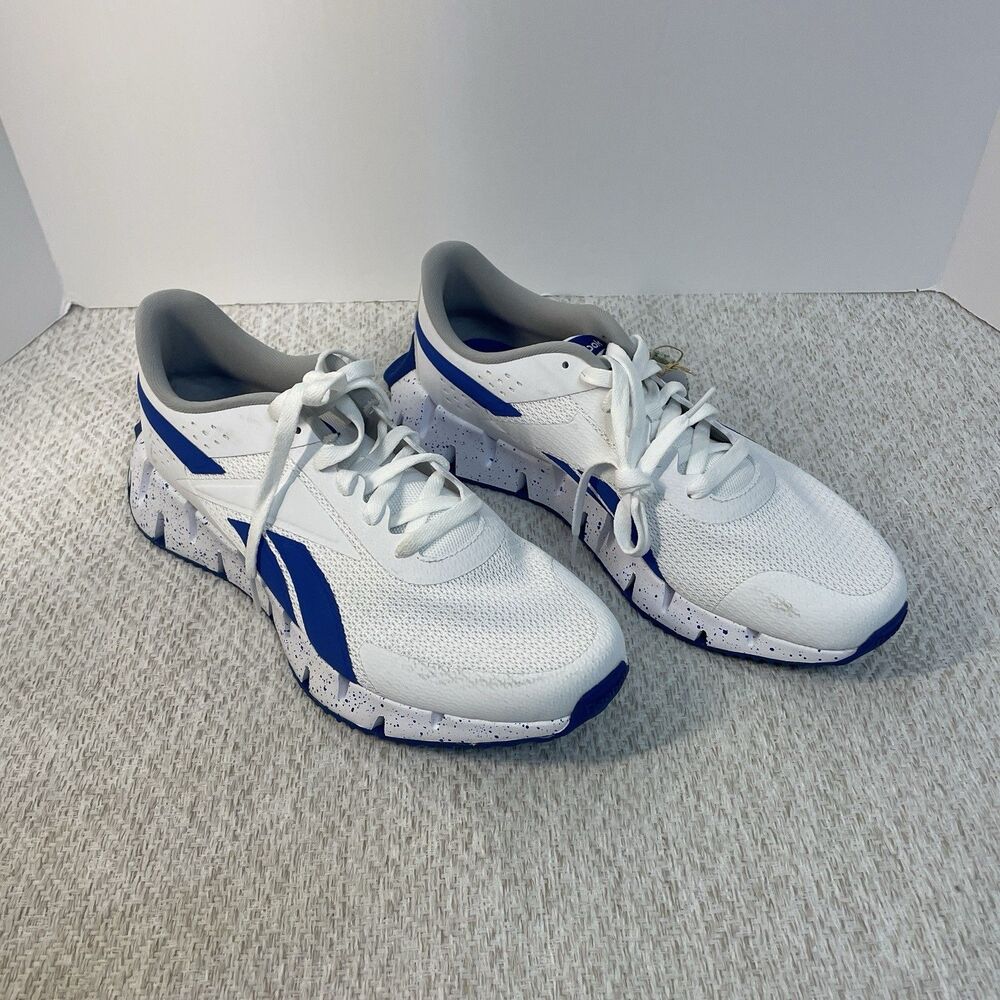 Reebok Mens Size 11 Zig Dynamica 2 CL White Blue Athletic Training Shoes NWT